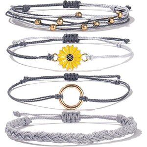 Sunflower String Bracelet Boho Braided Rope Wrap Bracelets Cute